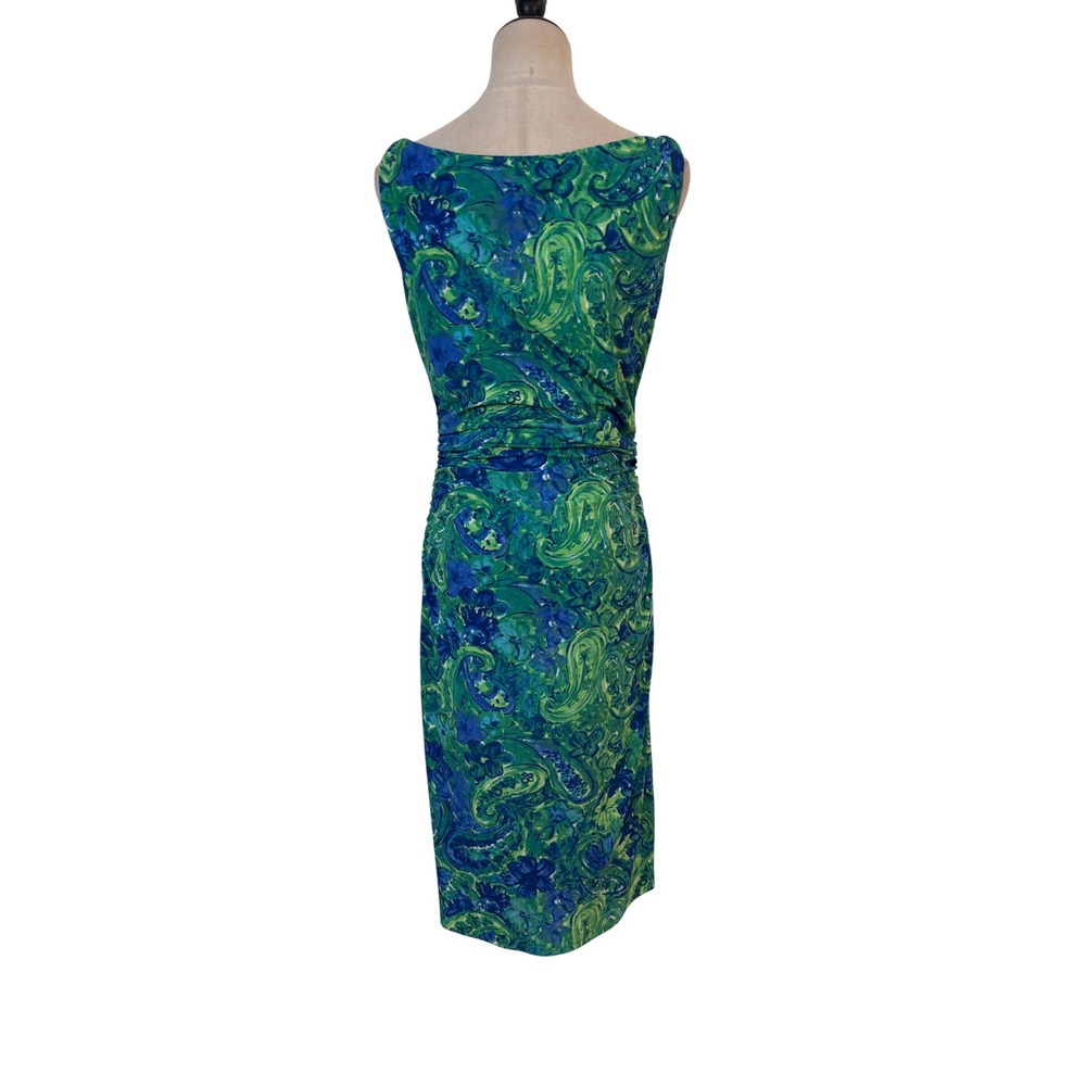 Lauren Ralph Lauren sheath Dress Women 8 ruched Cowl Neck bodycon Midi‎ career - Picture 4 of 5